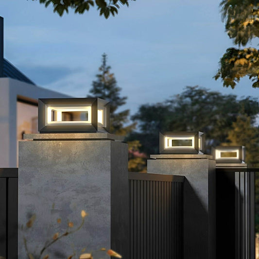 Rectangular Modern Stainless Steel Waterproof LED Outdoor Post Lights