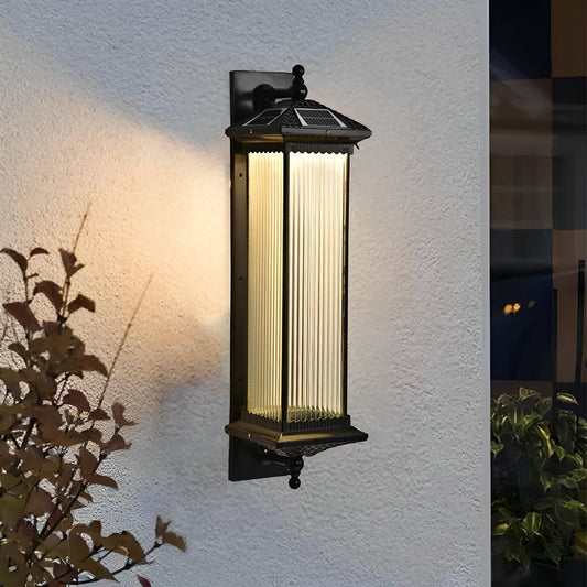 Solar Waterproof Retro Striped Glass Outdoor Wall Lights Sconce