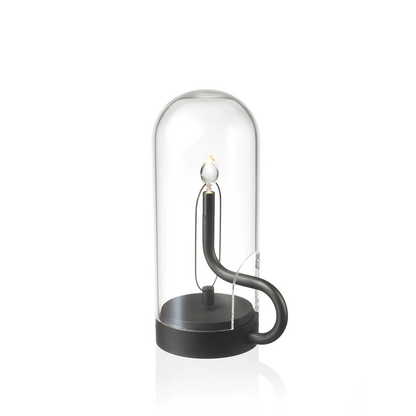Candle in a glass dome on a white background