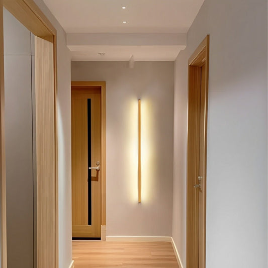 Modern Minimalist Wood Up&Down LED Long Strip Indoor Wall Sconce