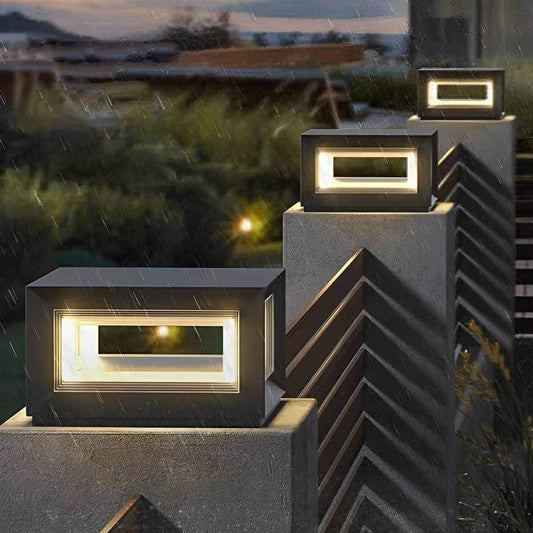 Rectangular Modern Stainless Steel Waterproof LED Outdoor Post Lights
