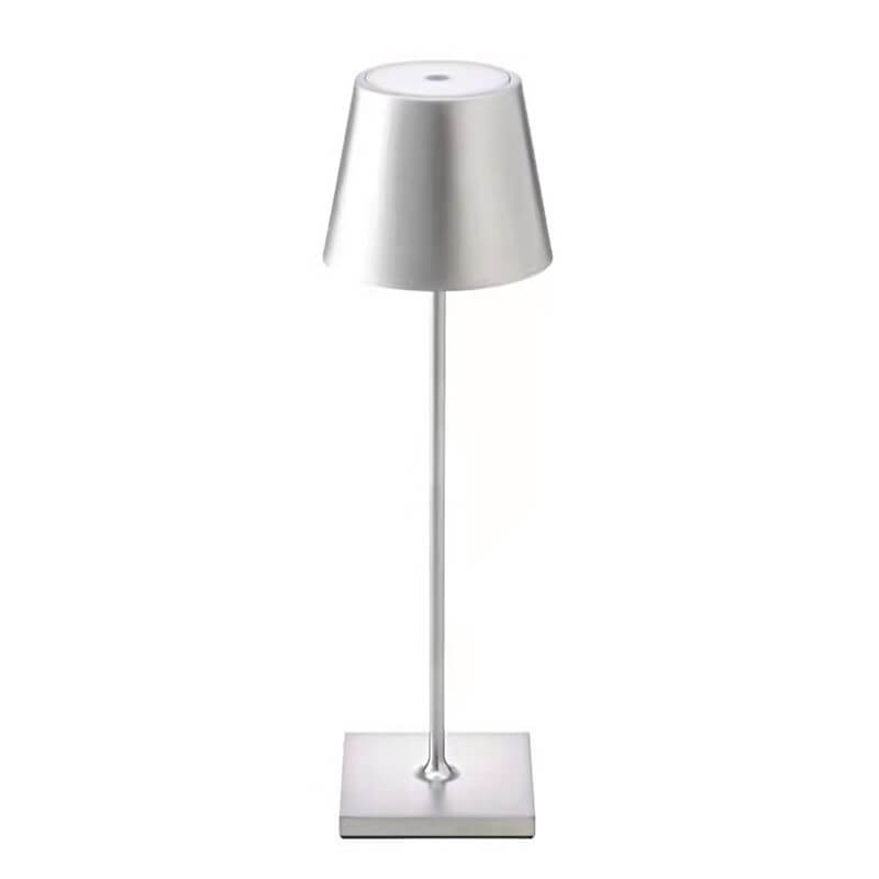 Silver table lamp on a white background