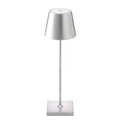 Silver table lamp on a white background