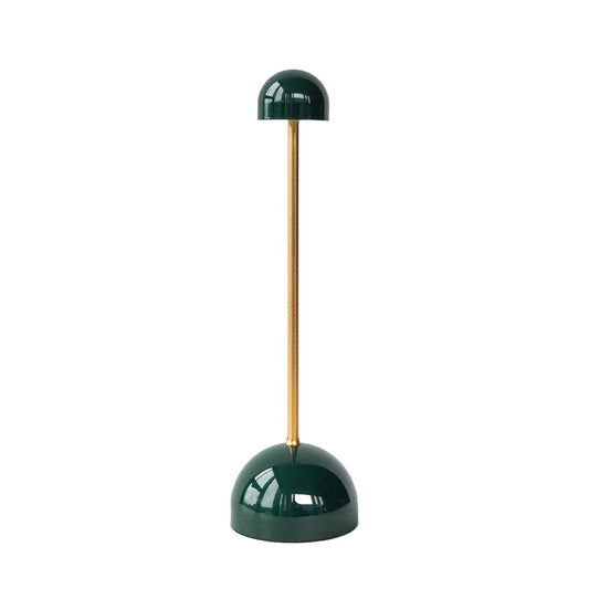 Green floor lamp with a gold central pole on a white background