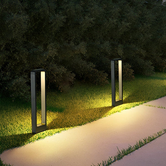 Modern Rectangular Frame Waterproof Led Black Bollard Parth Light