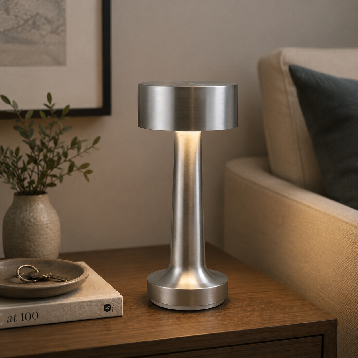 cordless silver talbe lamp