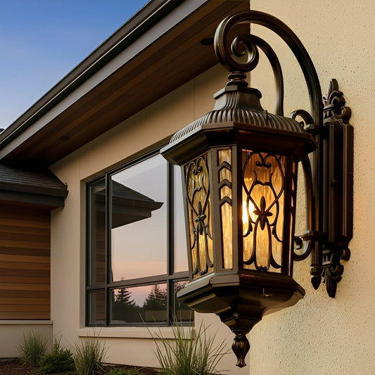 Vintage Waterproof Window Paper-cuts Outdoor LED Porch Light Exterior Wall Lights